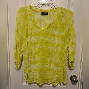 Lane Bryant Yellow Green 3/4 Sleeve Relaxed Blouse